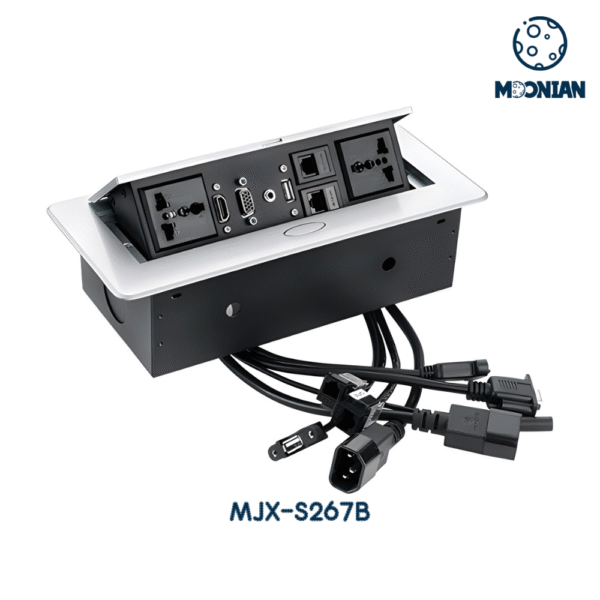 Pop-up Desktop Socket with AC Outlets+USB +RJ45 Network+Tel+VGA+HDMI