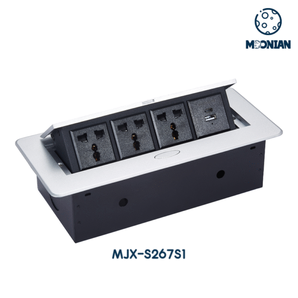 MJX-S267S1 Pop-up Desktop Socket with 3*AC Outlets+USB Type A+C