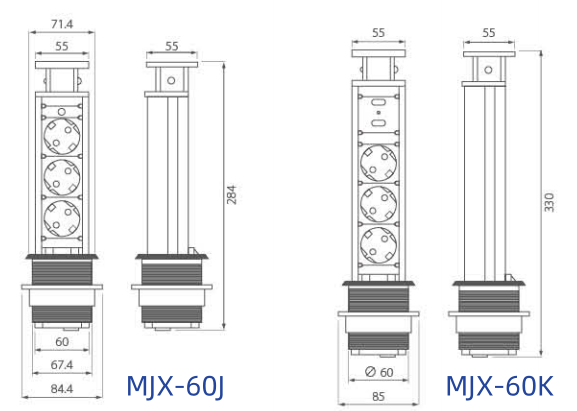 Pop Up Electrical Outlet for Countertop SIZE