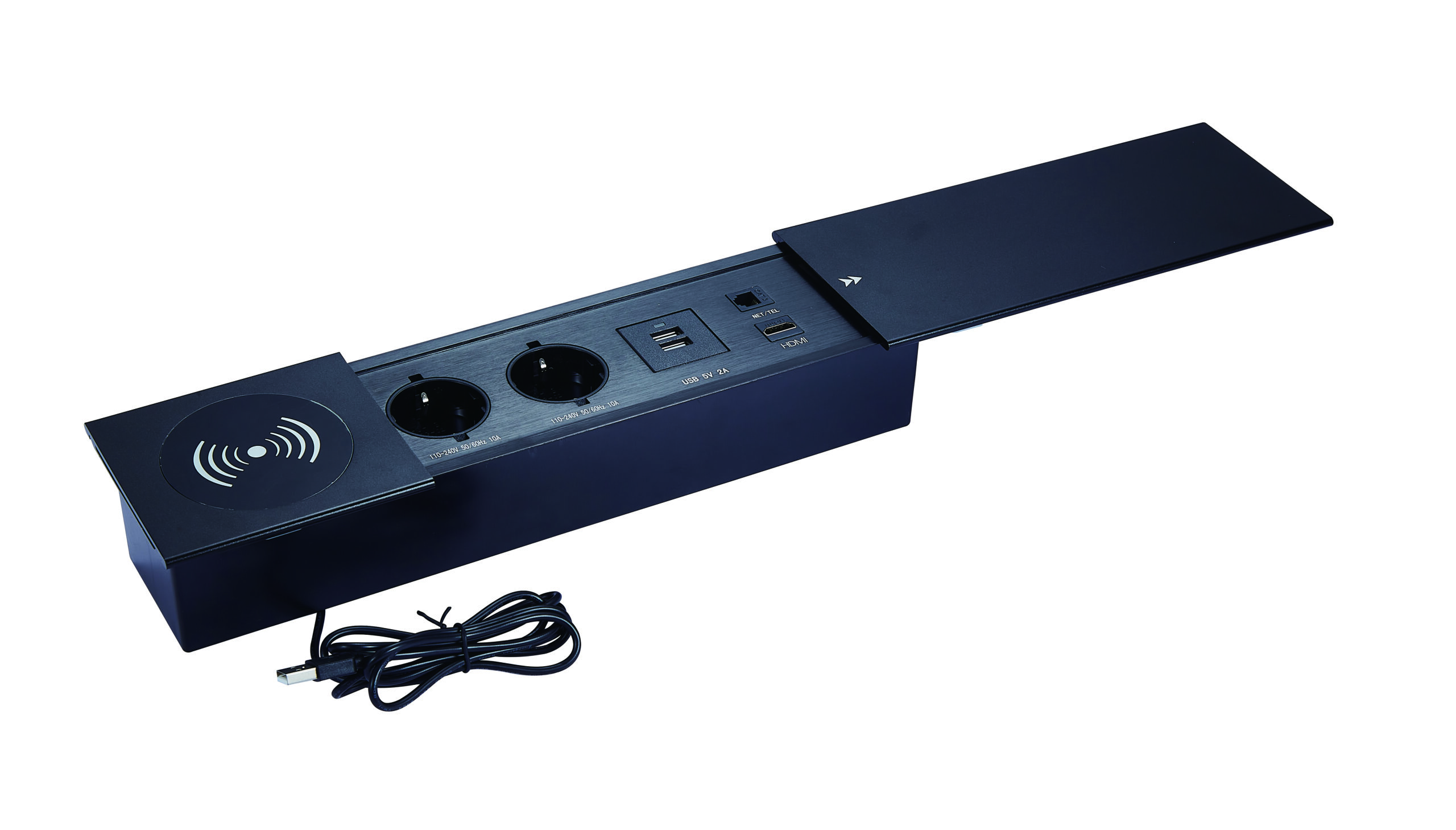 Moonian sliding cover desktop socket with wireless charging