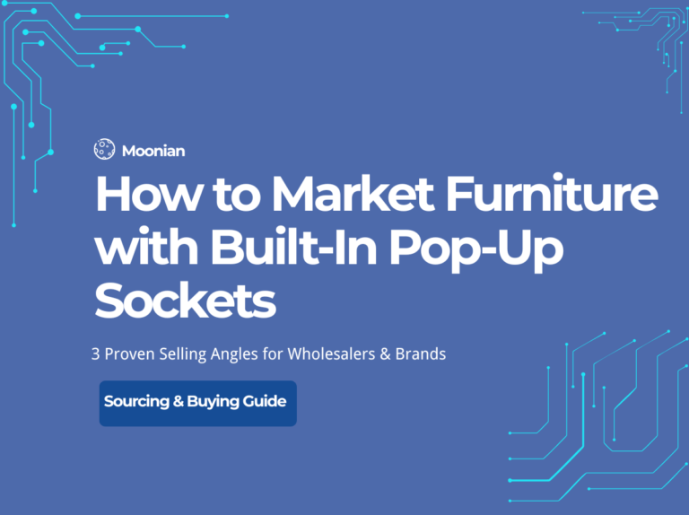 Guide for furniture wholesalers on marketing desks with built-in pop-up sockets to end customers
